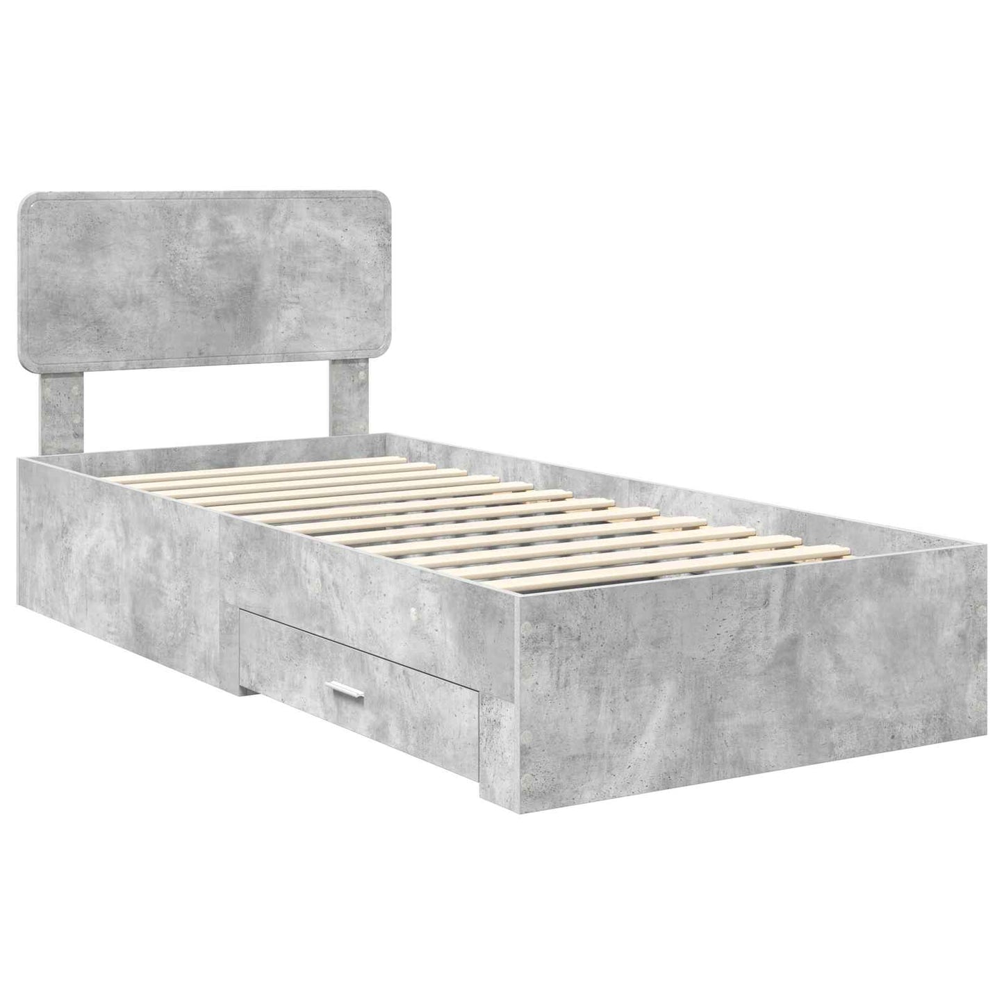 Bedframe met hoofdeinde Beton Grijs 100 x 200 cm Bewerkt hout