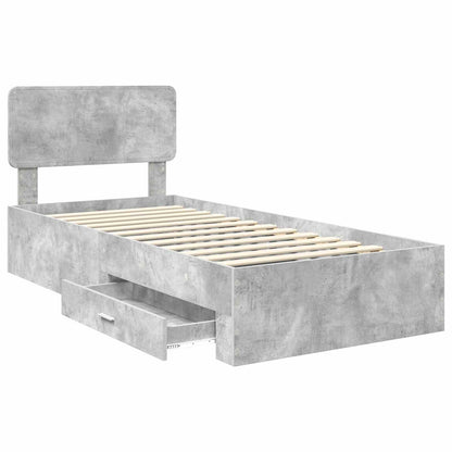 Bedframe met hoofdeinde Beton Grijs 100 x 200 cm Bewerkt hout