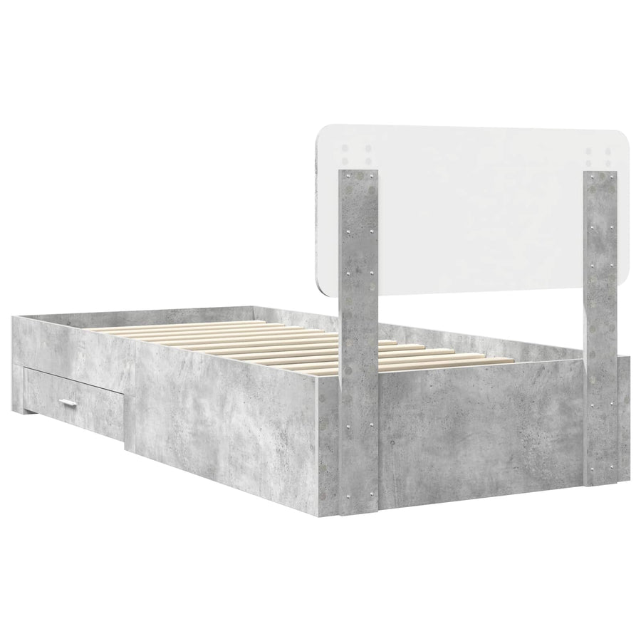 Bedframe met hoofdeinde Beton Grijs 100 x 200 cm Bewerkt hout