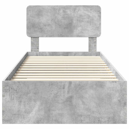 Bedframe met hoofdeinde Beton Grijs 100 x 200 cm Bewerkt hout