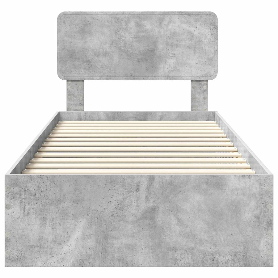 Bedframe met hoofdeinde Beton Grijs 100 x 200 cm Bewerkt hout