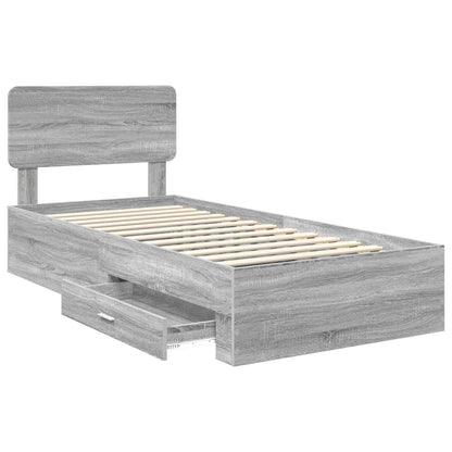 Bedframe met hoofdeinde Grijs Sonoma 100 x 200 cm Bewerkt hout