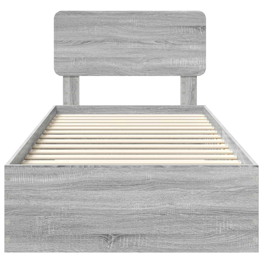 Bedframe met hoofdeinde Grijs Sonoma 100 x 200 cm Bewerkt hout