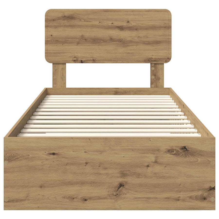 Bedframe met hoofdeinde Artisan Eiken 100 x 200 cm Bewerkt hout