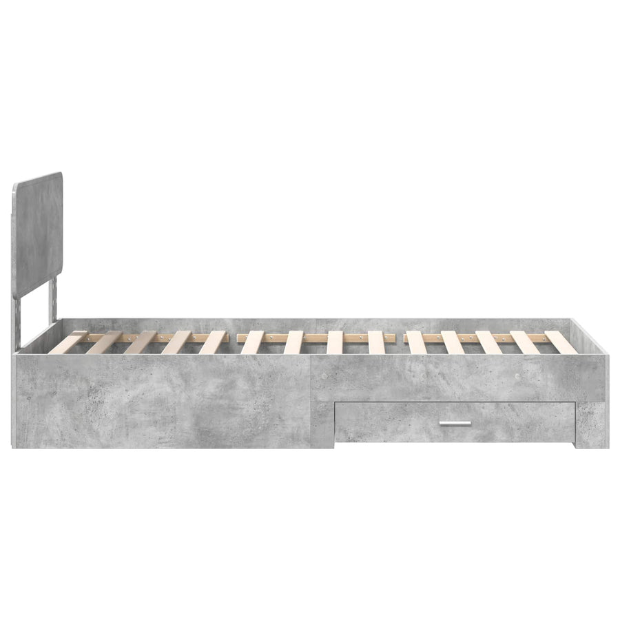 Bedframe met hoofdeinde Beton Grijs 90 x 200 cm Bewerkt hout