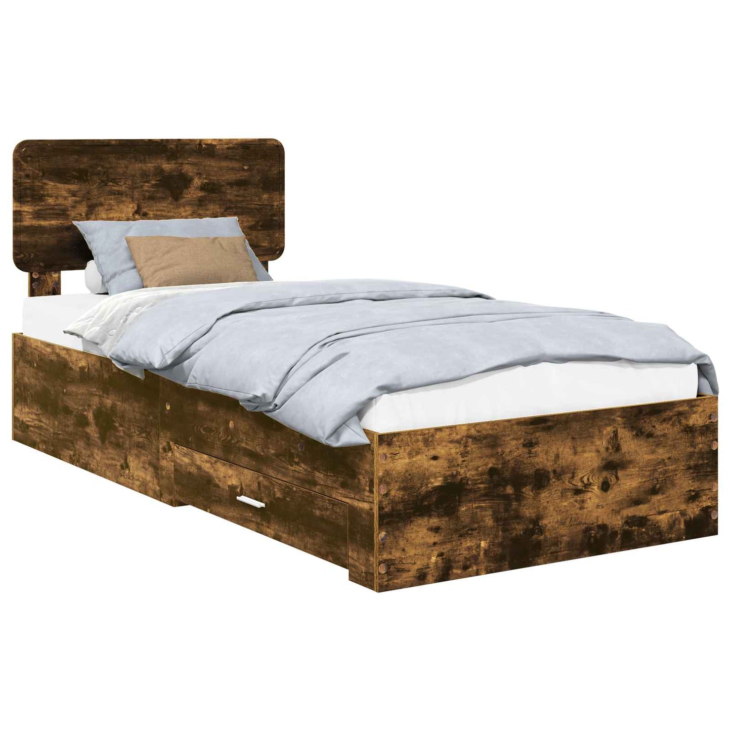 Bedframe met hoofdeinde Gerookt eiken 90 x 200 cm Bewerkt hout