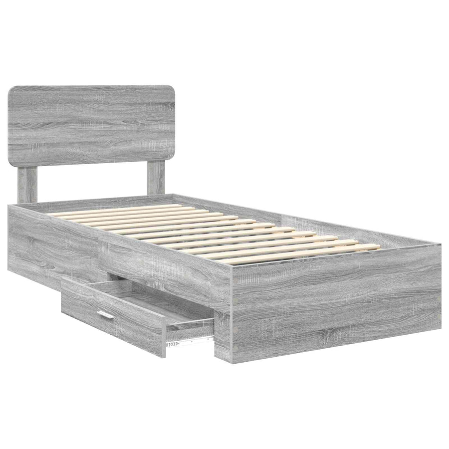 Bedframe met hoofdeinde Grijs Sonoma 90 x 200 cm Bewerkt hout
