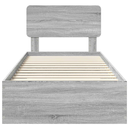 Bedframe met hoofdeinde Grijs Sonoma 90 x 200 cm Bewerkt hout