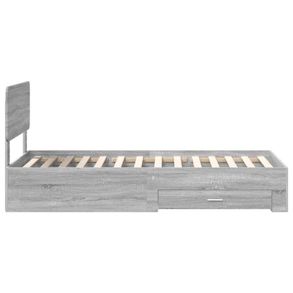 Bedframe met hoofdeinde Grijs Sonoma 90 x 200 cm Bewerkt hout