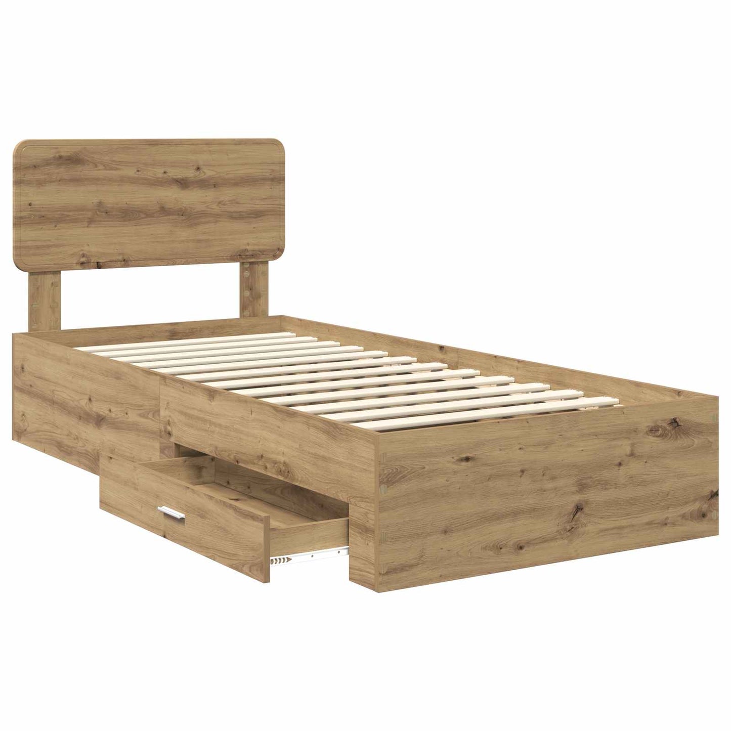 Bedframe met hoofdeinde Artisan Eiken 90 x 200 cm Bewerkt hout