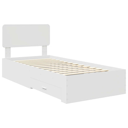 Bedframe met hoofdeinde met lade Wit 90 x 190 cm Bewerkt hout