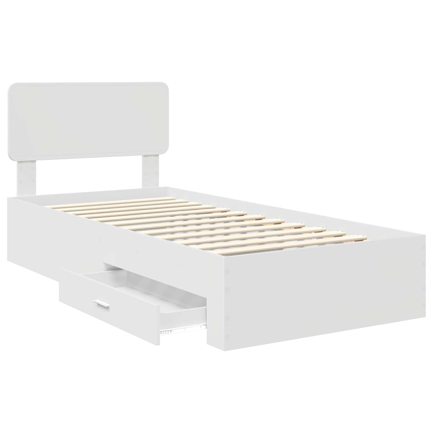 Bedframe met hoofdeinde met lade Wit 90 x 190 cm Bewerkt hout