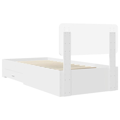 Bedframe met hoofdeinde met lade Wit 90 x 190 cm Bewerkt hout