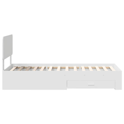Bedframe met hoofdeinde met lade Wit 90 x 190 cm Bewerkt hout