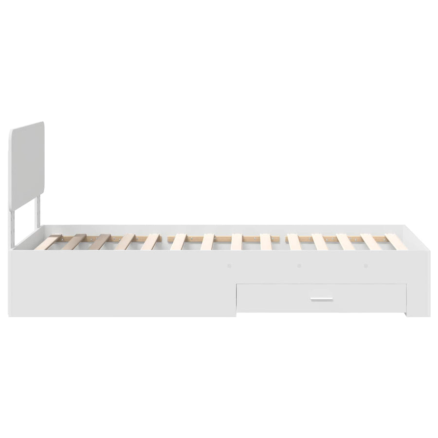 Bedframe met hoofdeinde met lade Wit 90 x 190 cm Bewerkt hout
