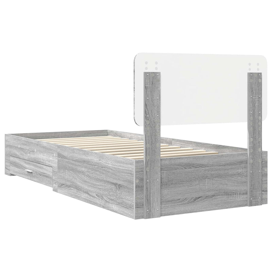 Bedframe met hoofdeinde Grijs Sonoma 90 x 190 cm Bewerkt hout