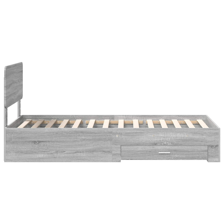 Bedframe met hoofdeinde Grijs Sonoma 90 x 190 cm Bewerkt hout