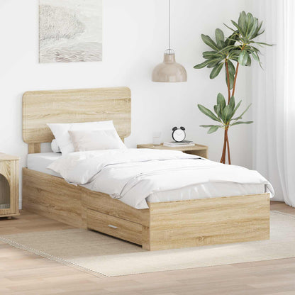 Bedframe met hoofdeinde Sonoma Eiken 75 x 190 cm Bewerkt hout