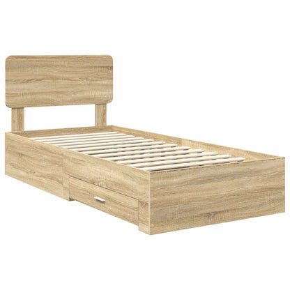 Bedframe met hoofdeinde Sonoma Eiken 75 x 190 cm Bewerkt hout