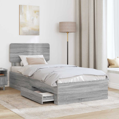 Bedframe met hoofdeinde Grijs Sonoma 75 x 190 cm Bewerkt hout