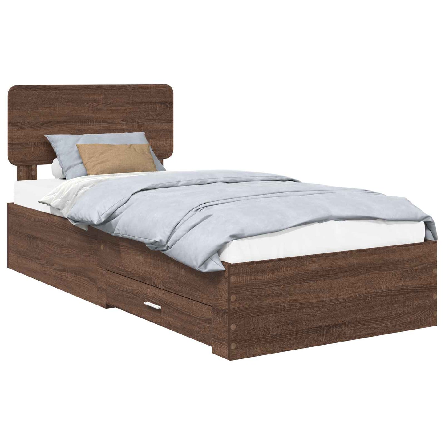 Bedframe met hoofdeinde Bruin Eiken 75 x 190 cm Bewerkt hout