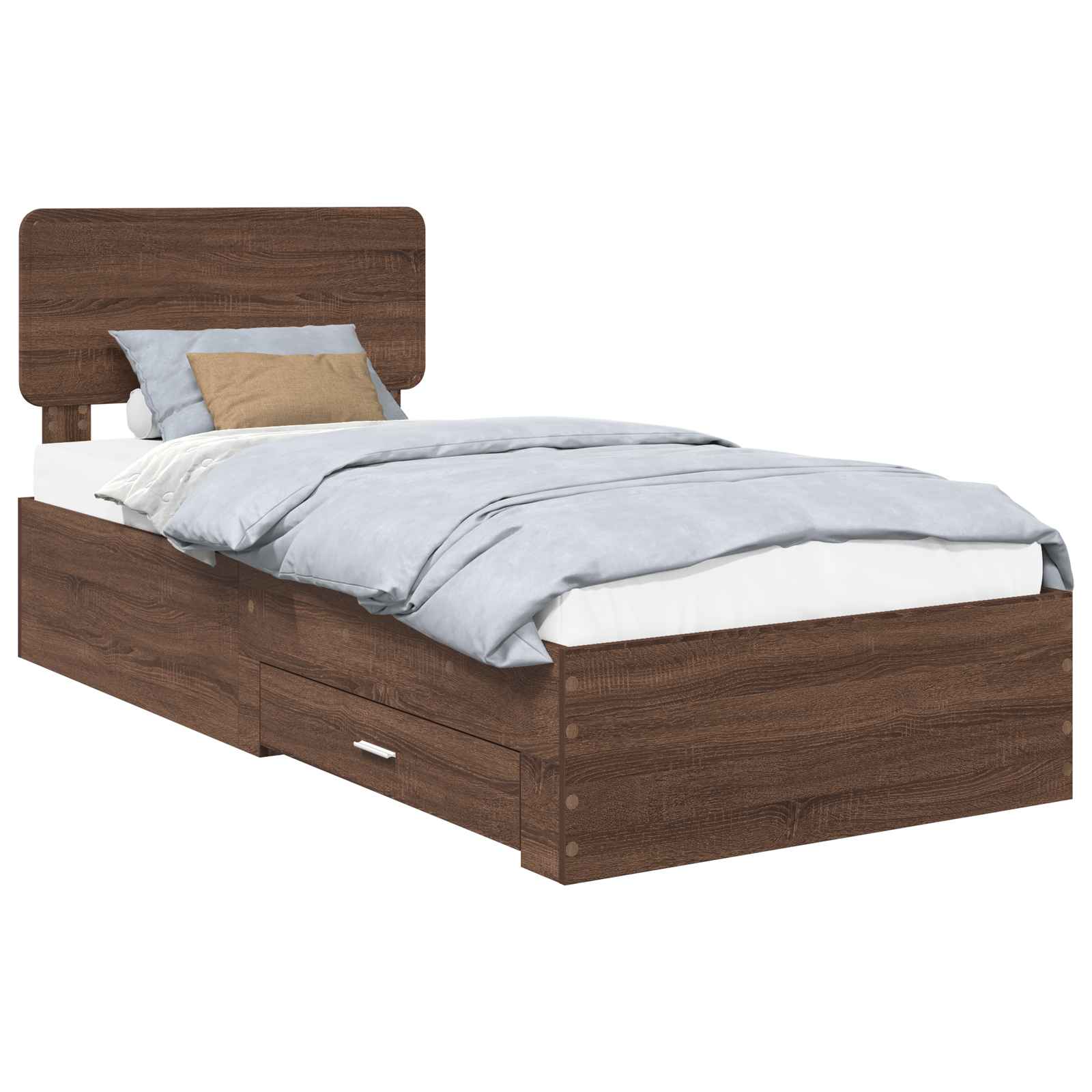 Bedframe met hoofdeinde Bruin Eiken 75 x 190 cm Bewerkt hout
