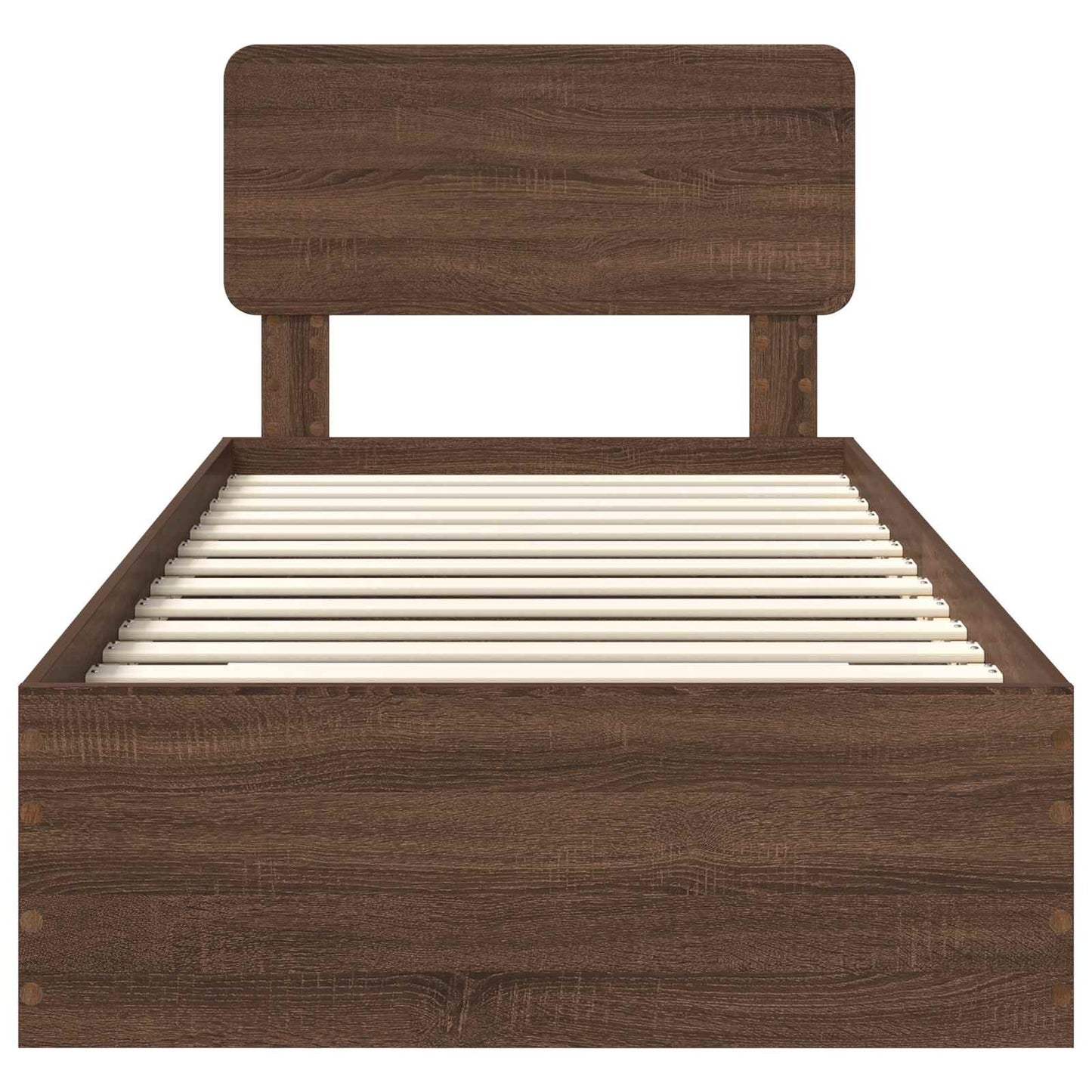 Bedframe met hoofdeinde Bruin Eiken 75 x 190 cm Bewerkt hout