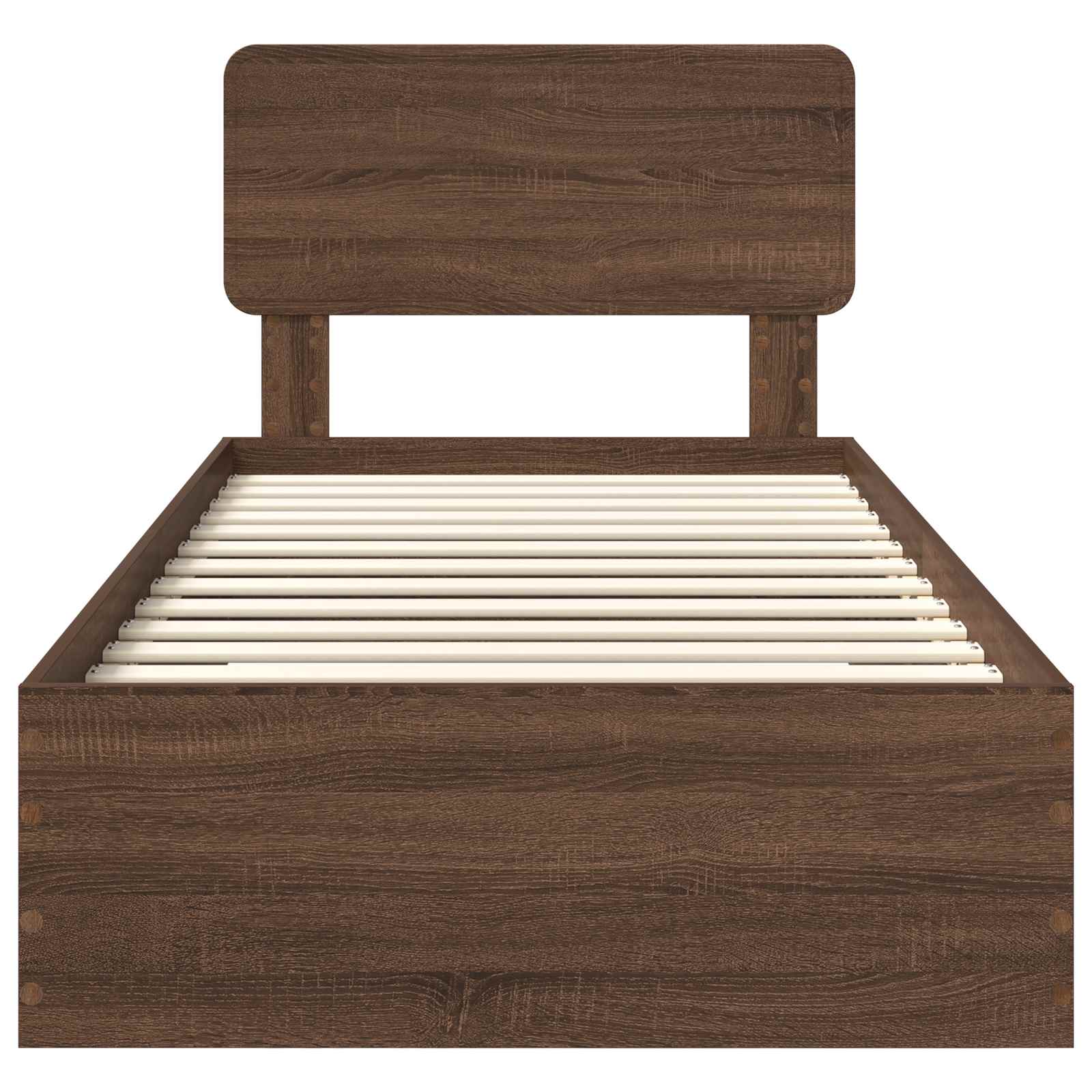 Bedframe met hoofdeinde Bruin Eiken 75 x 190 cm Bewerkt hout