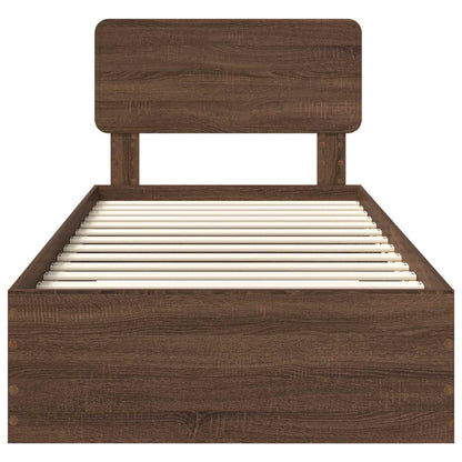 Bedframe met hoofdeinde Bruin Eiken 75 x 190 cm Bewerkt hout