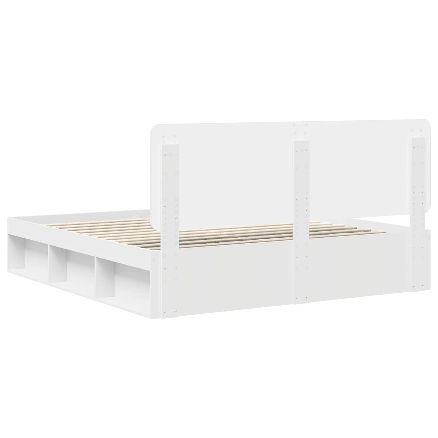 Bedframe met hoofdeinde Wit 200 x 200 cm Massief grenenhout