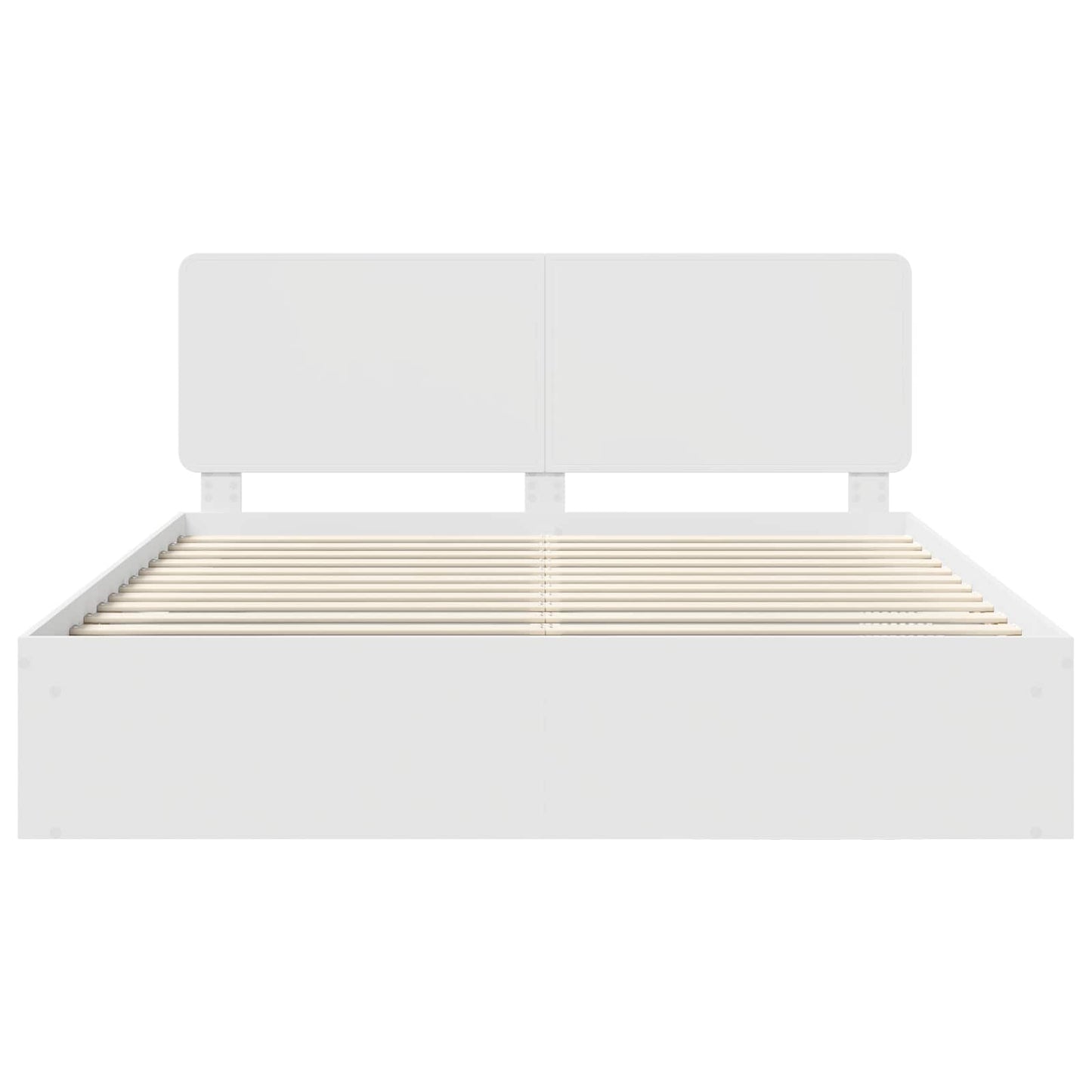 Bedframe met hoofdeinde Wit 200 x 200 cm Massief grenenhout