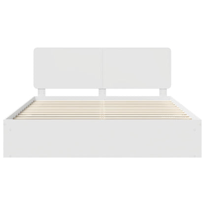 Bedframe met hoofdeinde Wit 200 x 200 cm Massief grenenhout