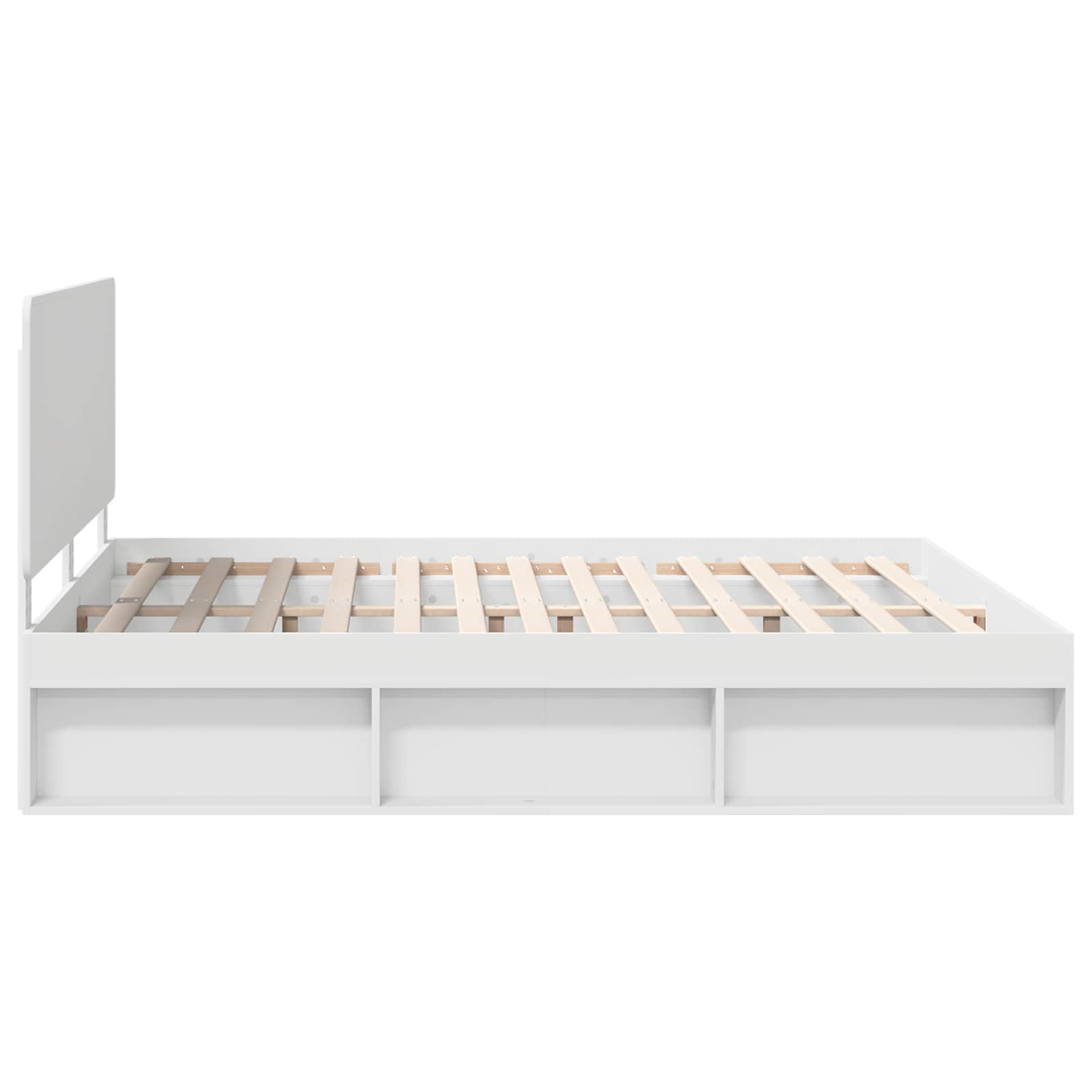 Bedframe met hoofdeinde Wit 200 x 200 cm Massief grenenhout