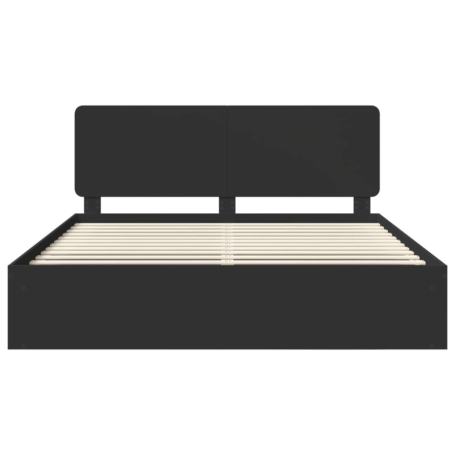 Bedframe met hoofdeinde Zwart 200 x 200 cm Massief grenenhout