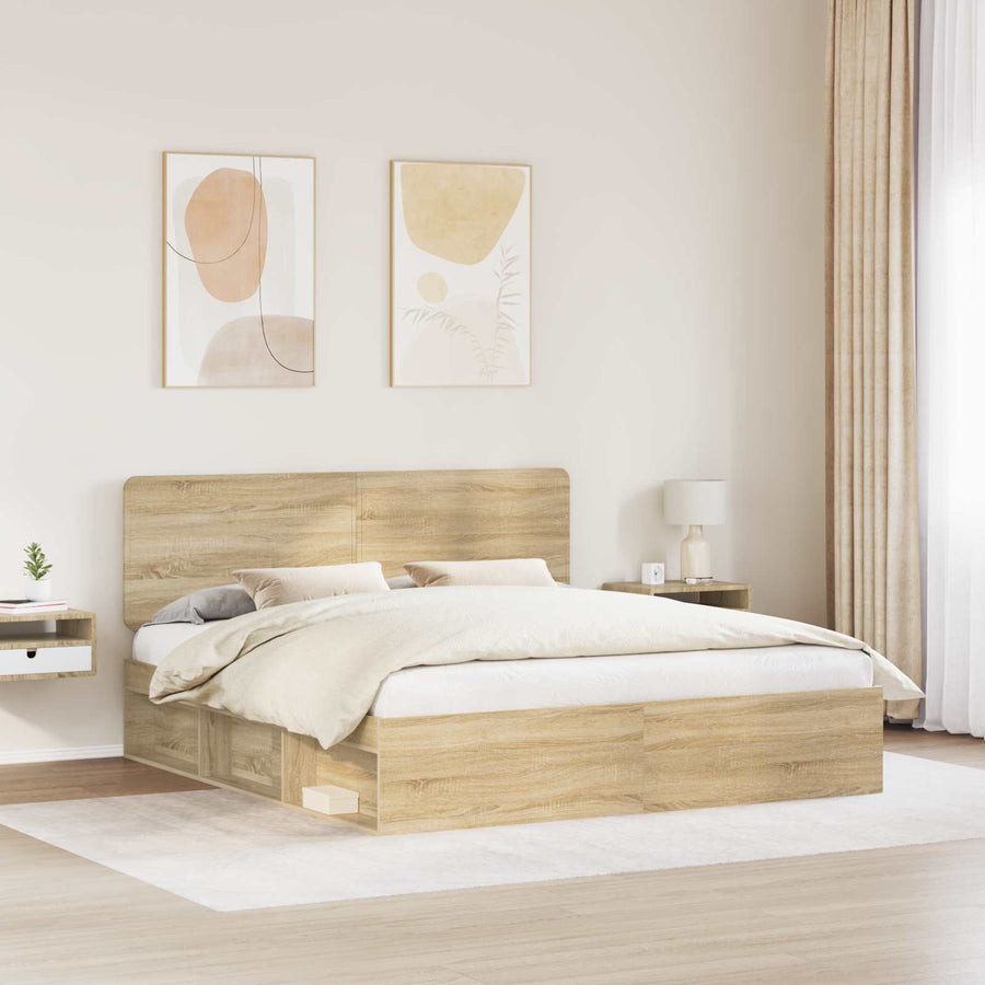 Bedframe met hoofdeinde Sonoma 200 x 200 cm Massief grenenhout