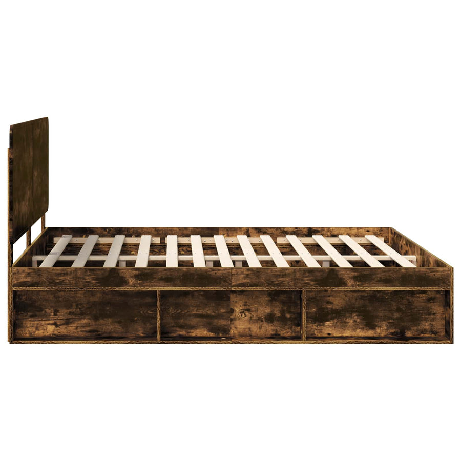 Bedframe Gerookt eiken 200 x 200 cm Massief grenenhout