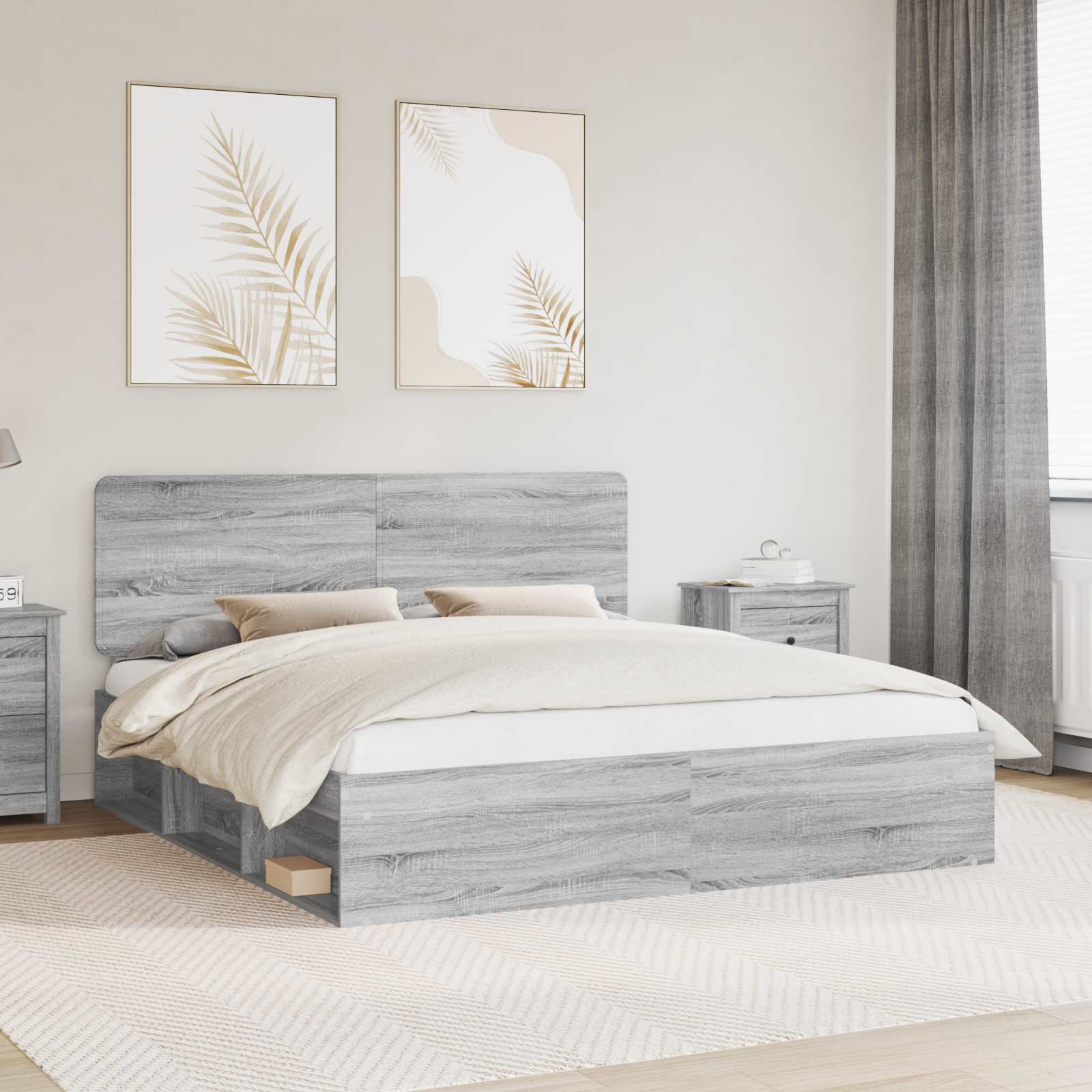 Bedframe Grijs Sonoma 200 x 200 cm Massief grenenhout