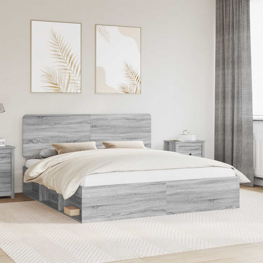 Bedframe Grijs Sonoma 200 x 200 cm Massief grenenhout