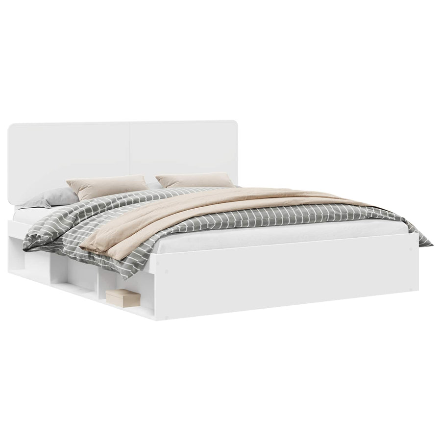 Bedframe met hoofdeinde Wit 180 x 200 cm Massief grenenhout