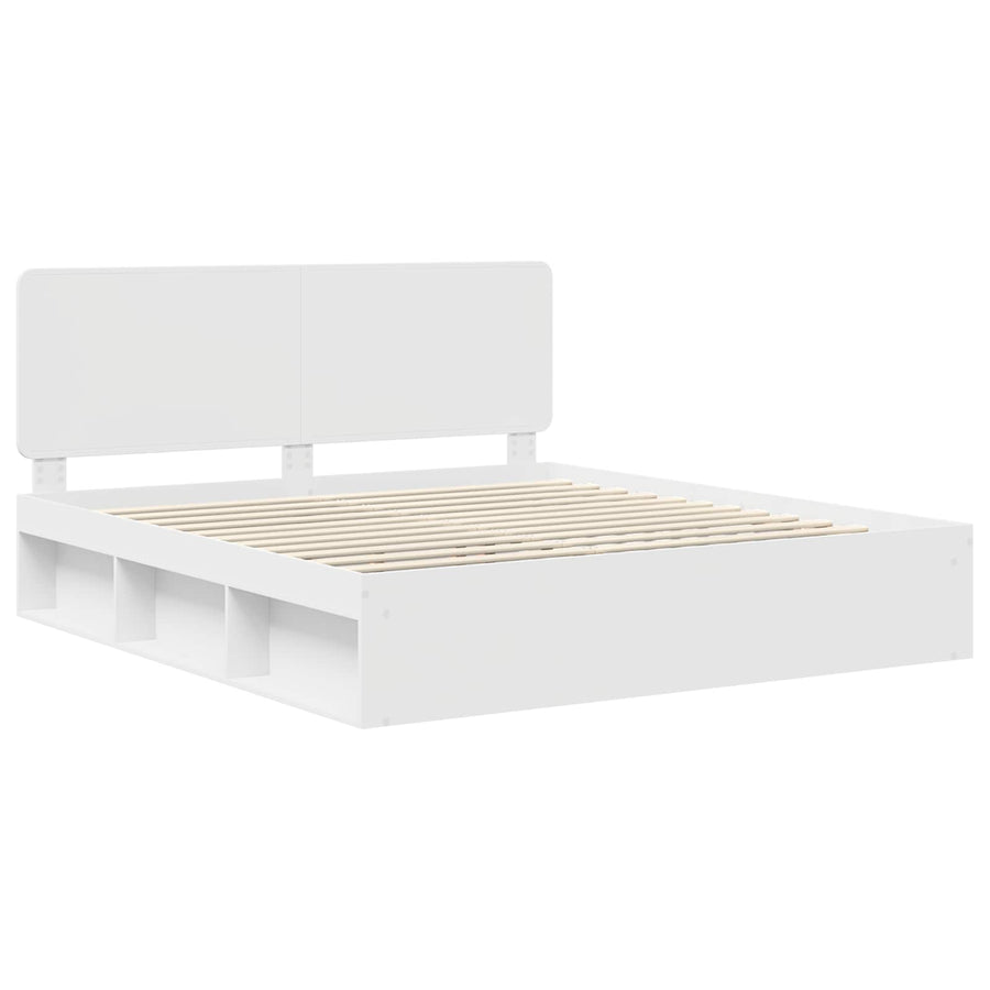 Bedframe met hoofdeinde Wit 180 x 200 cm Massief grenenhout