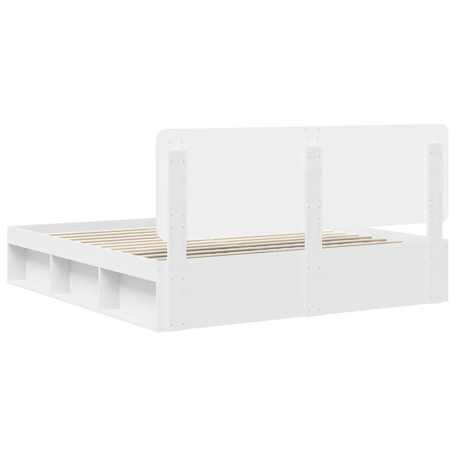 Bedframe met hoofdeinde Wit 180 x 200 cm Massief grenenhout