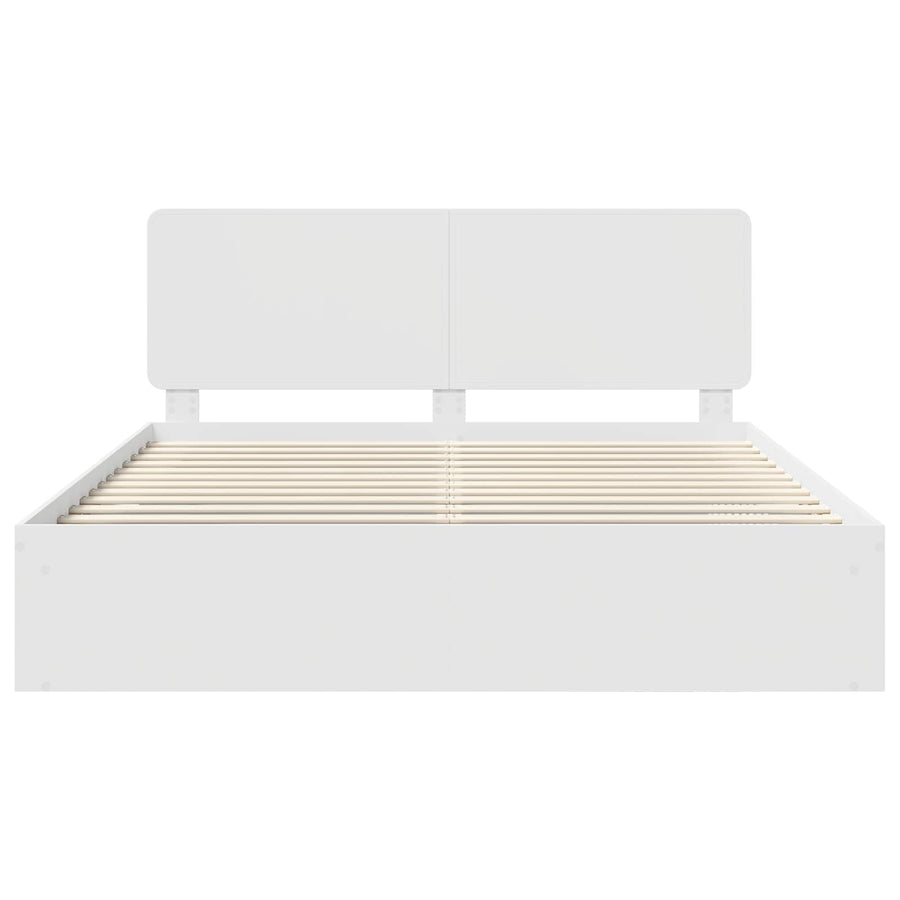 Bedframe met hoofdeinde Wit 180 x 200 cm Massief grenenhout