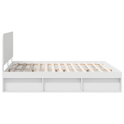Bedframe met hoofdeinde Wit 180 x 200 cm Massief grenenhout