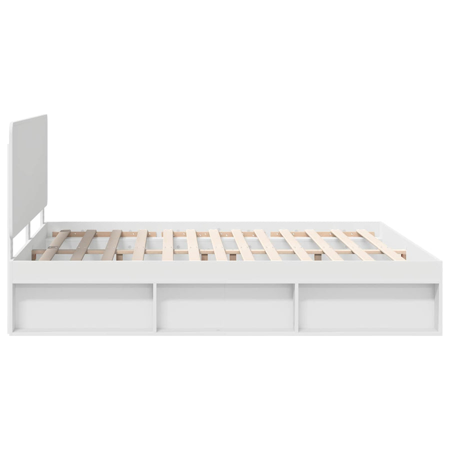Bedframe met hoofdeinde Wit 180 x 200 cm Massief grenenhout