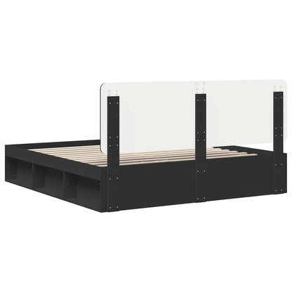 Bedframe Met Hoofdeinde Massief Grenenhout Zwart 180 x 200 cm