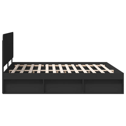 Bedframe Met Hoofdeinde Massief Grenenhout Zwart 180 x 200 cm