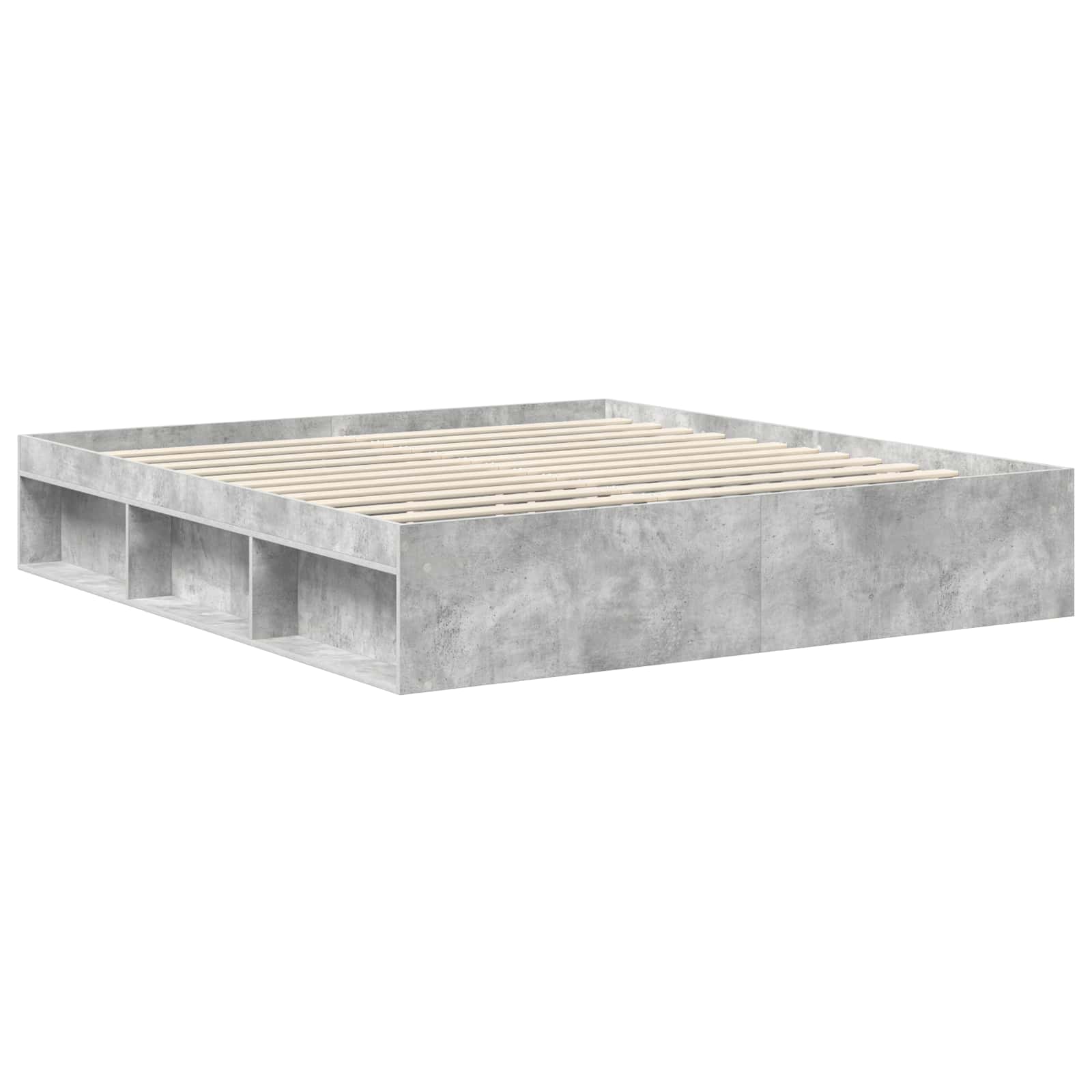 Bedframe Met Hoofdeinde Beton Massief Grenenhout Betongrijs 180 x 200 cm