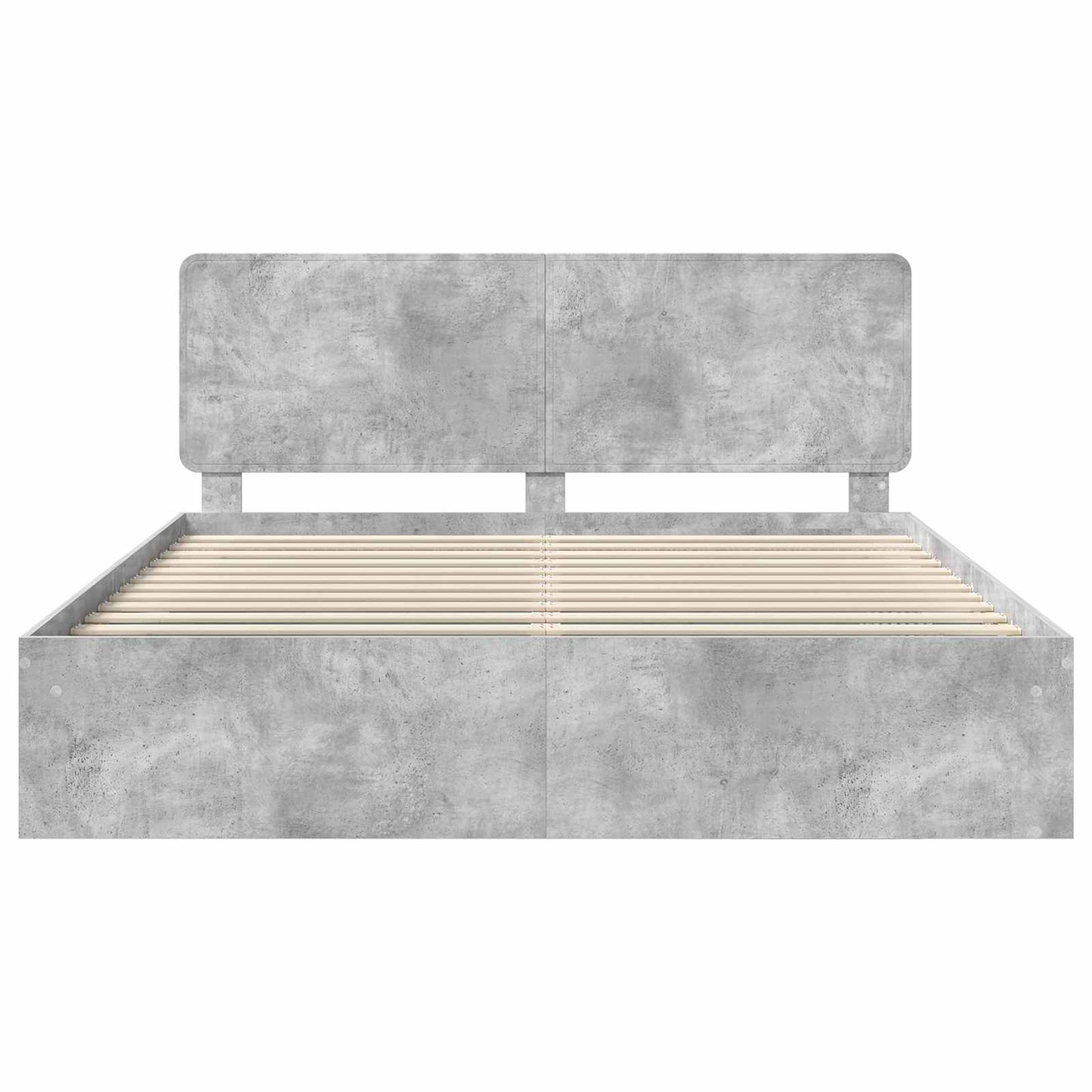 Bedframe Met Hoofdeinde Beton Massief Grenenhout Betongrijs 180 x 200 cm
