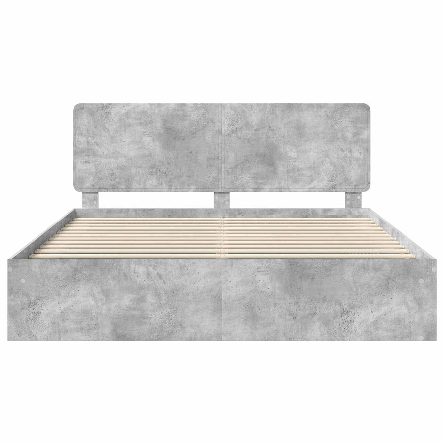 Bedframe Met Hoofdeinde Beton Massief Grenenhout Betongrijs 180 x 200 cm