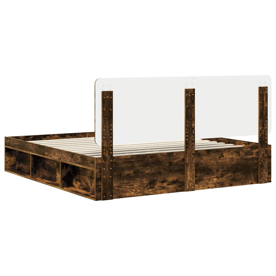 Bedframe Gerookt eiken 180 x 200 cm Massief grenenhout
